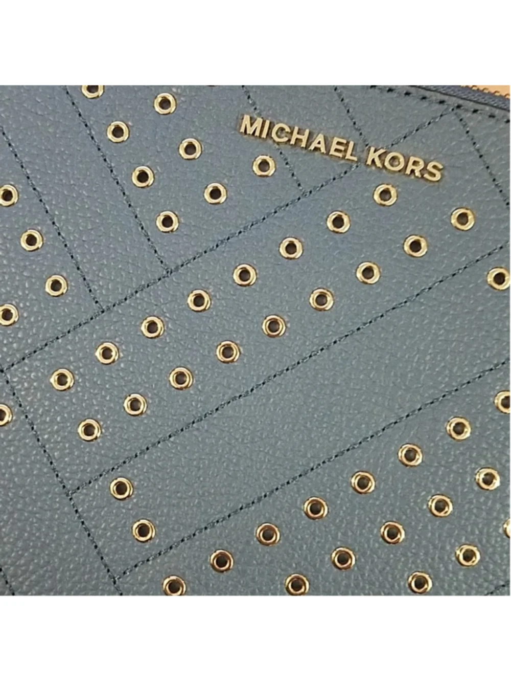 Michael Kors XL zip Clutch Denim Blue NEW